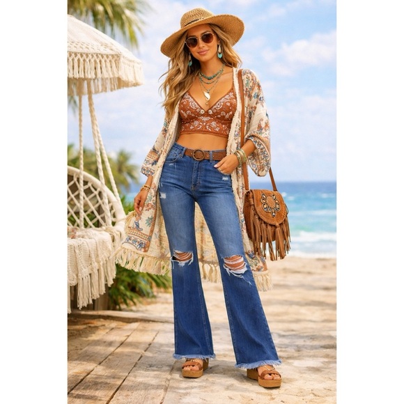 KanCan Denim - KANCAN 90’s Ripped Flare Wide Leg High Rise Jeans